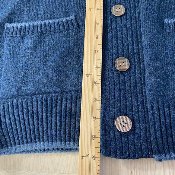 Reymo Wool Blend Cardigan Sweater Men M Blue Grandpacore Academia Preppy Pockets - Picture 6 of 7